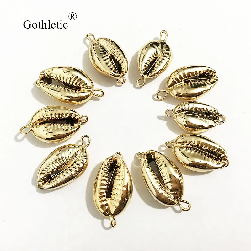 8 шт./лот золотистые натуральные бусины Puka Cowrie ракушки россыпью для изготовления