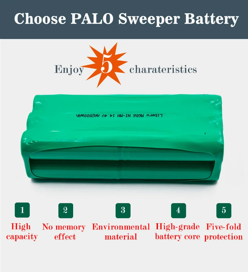 Palo bateria 14.4v ni-mh 2000mah, robô aspirador