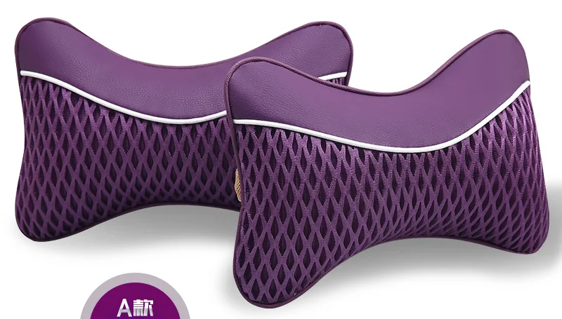 Модные дышащие автомобильные подушки для шеи из флока, 1 шт., подголовник, подходит для большинства автомобилей, наполнитель волокна, Универсальная автомобильная подушка - Цвет: Фиолетовый