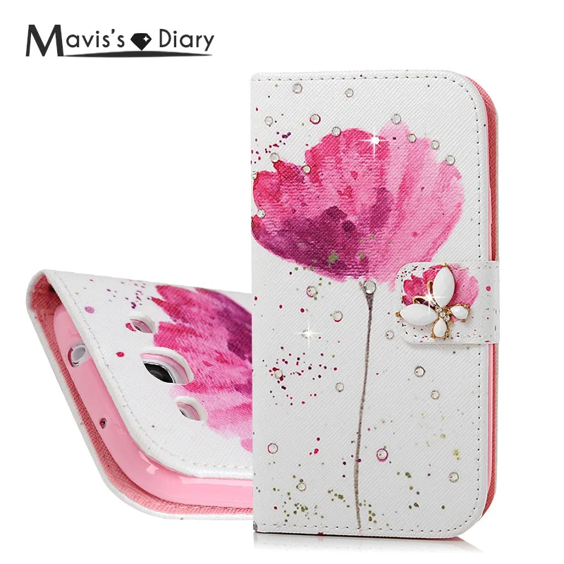 

MAVISSDIARY Leather Case for Samsung galaxy S3 Luxury Bling Crystal Diamond Wallet Case Flip Cover for Samsung S3 i9300