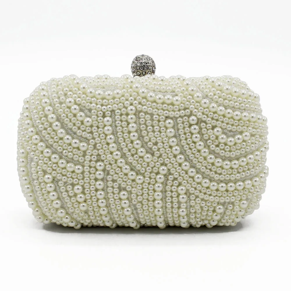 Women's Evening Beaded Bag Shandmade Clutch Pearl Handbags Rhinestones Wedding Small Party | Багаж и сумки