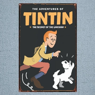 Tintin мультфильм кино жестяная вывеска металлическая пластина железная живопись детская комната настенный бар кофе домашнее искусство Ремесло Декор 30X20 см DU-1018 - Цвет: DU1025