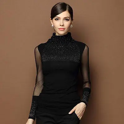 M 3XL Sexy Lace Tops Autumn 2016 blusas new font b Slim b font Plus size