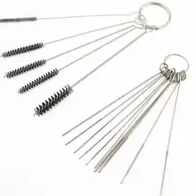 1 Набор наборов инструментов 10 чистящие иглы+ 5 щетки для карбюратора углерода грязи струи удалить