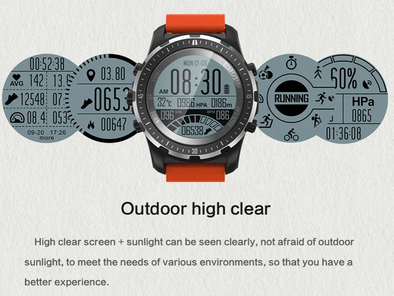 Volemer GPS Outdoor Smart Watch S966 Heart Rate Monitor Multi-sport Compass Cycling Sport Watch Altitude Temperature Wristwatch  (6)