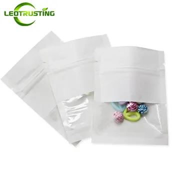 

Leotrusting 50pcs 2.8"*3.5" 7x9cm Small Thick Flat Bottom Kraft Paper Clear Window Bag Paper White Paper Snack Gift Window Bag