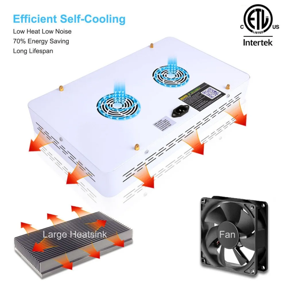 Mars Hydro Mars 600 Вт Светодиодный светильник для выращивания лучше всего подходит для начинающих полный спектр комнатных гидропоники для выращивания растений