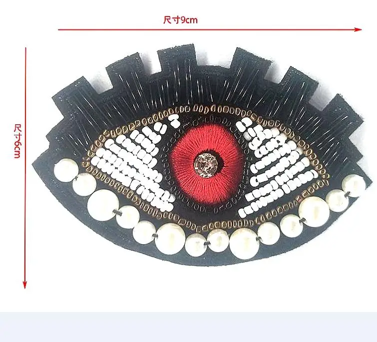 1 шт. ручной работы из бисера глаз из бисера патч для Костюмы гладить на Бисер аппликация Одежда обувь, сумки, украшение патч DIY Одежда - Цвет: Red