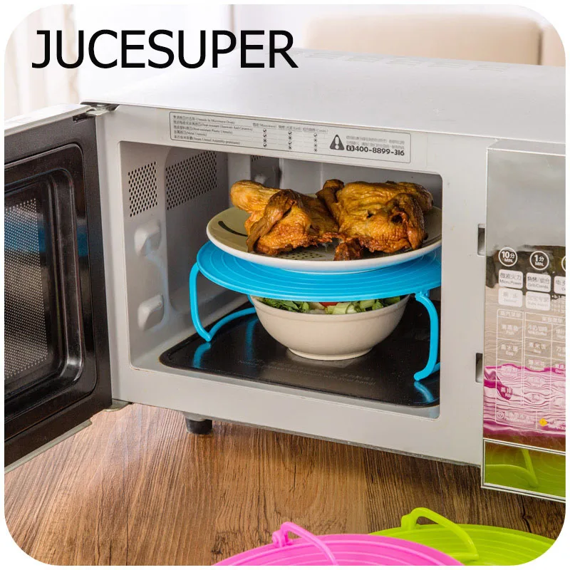4 in 1 Microwave Plastic Stand Plastic Steaming Stacker Cooling Rack Foldable Multi function Kitchen Storage