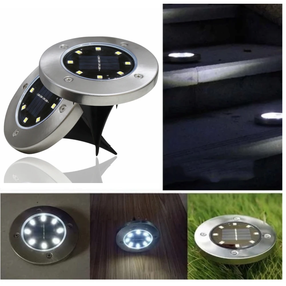 Beste LED Solar Grond Licht IP65 Waterdicht 8LED Solar Lamp Outdoor solar Begraven Floor Lights Tuin Landschap Verlichting Nacht Lampen