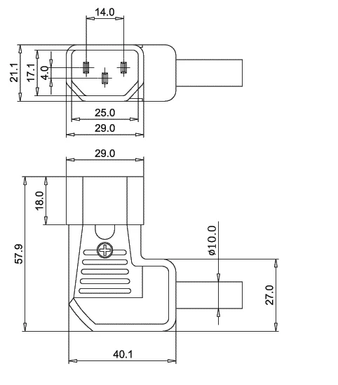 Высокое качество IEC 320 C14 90 градусов угловой Rewirable разъем штекер Адаптер UL утверждения