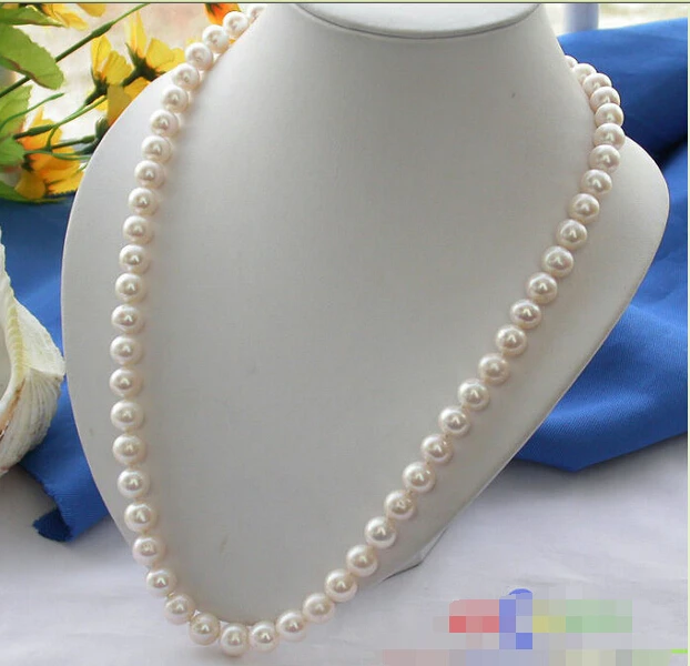 

Free shipping 24" 10mm white ROUND FRESHWATER PEARL NECKLACE MAGNET p2020^^^@^Noble style Natural Fine jewe ()