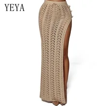 YEYA летние пляжные сексуальные юбки с высоким разрезом, Модные Элегантные вязаные юбки ручной работы, женские повседневные Сарафаны