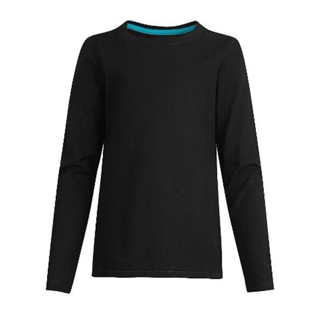Hanes K123 Girls Long-Sleeve Crewneck T-Shirt Black - Extra Small