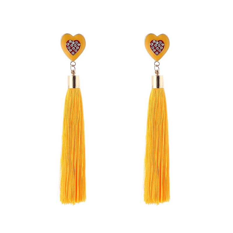 IMG_4403 Trendy Drop Earrings HeartWomenLongBohemianDangleBlueBalckMetalBohoGold Tassel Earrings 2018 Jewelry