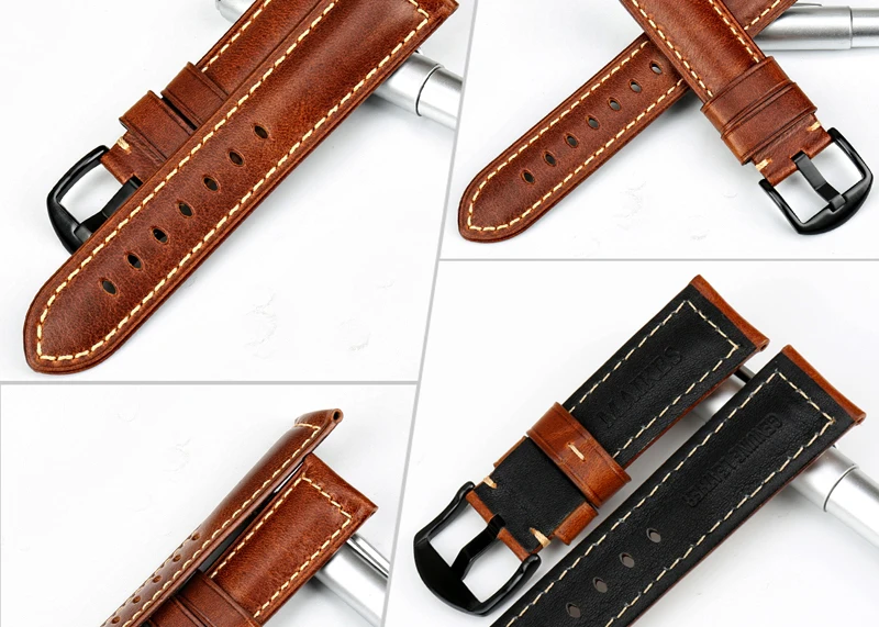 MAIKES специальный кожаный ремешок для часов черный часы аксессуары ремешок для часов 20 мм 22 мм 24 мм ремешок для Panerai Omega MONTBLANC и т. д