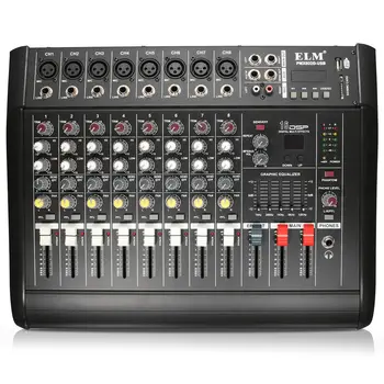 

LEORY Professional 8 Channel DSP Power Mixer 110-220V Karaoke KTV USB 300W Audio Stereo DJ Mixing Console Amplifier