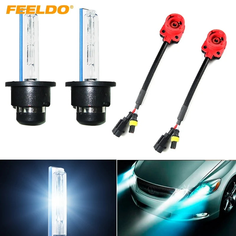 FEELDO 1Set Car Auto 35W D2S Xenon HID Bulbs 4300K 12000K 2pcs Adapters Replacement Bulbs