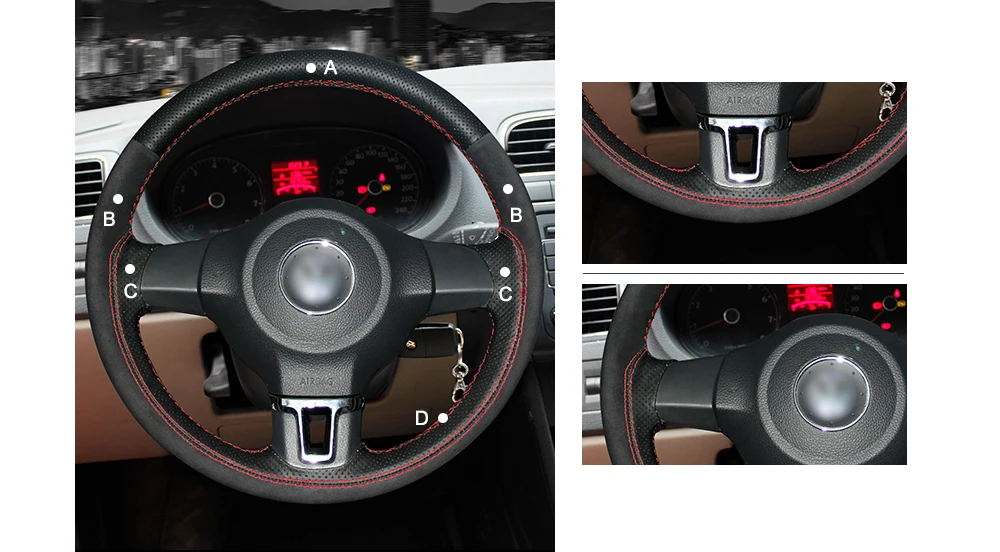 MEWANT черный Genunie кожаный ручной шов обертывание удобный чехол рулевого колеса автомобиля для Volkswagen Golf 6 Mk6 VW Polo MK5 2010-2013