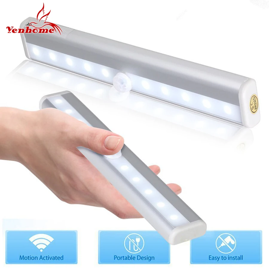 

Yenhome LED Night Light IR Infrared Motion Sensor Night Light Wireless LED Closet Lights Battery Kitchen Cabinet Wardrobe Lights