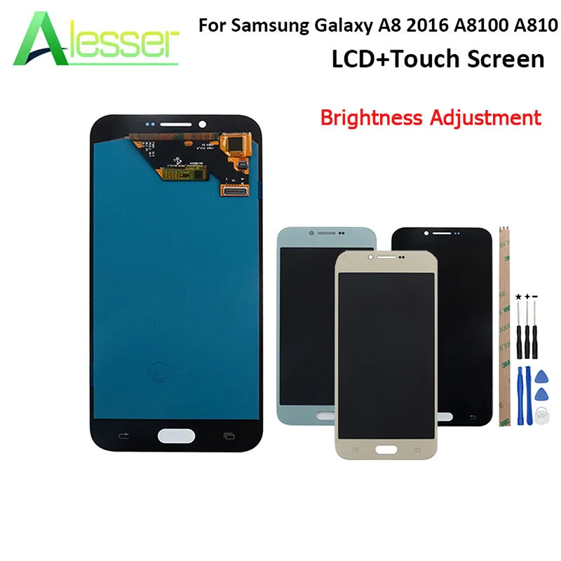 

Alesser For Samsung Galaxy A8 2016 A8100 A810 LCD Display And Touch Screen Screen Digitizer Brightness Adjustment+Tools