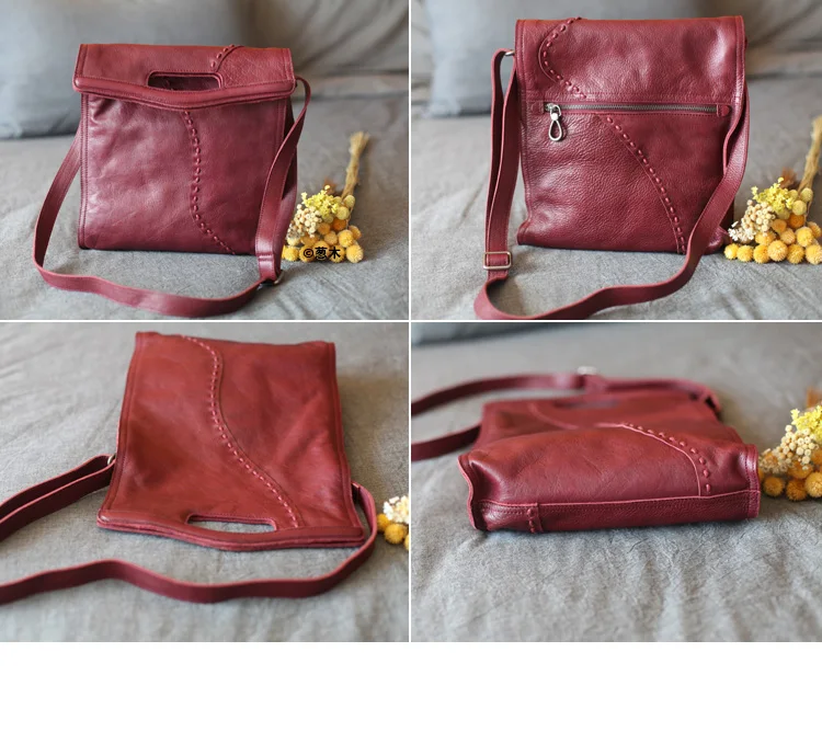 AETOO Leather Vintage National Wind Women's Bag College Wind Shoulder Bag Handmade Cowhide Skimmed Long Sleeve Handbag