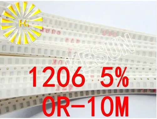 

40valuesX50pcs = 2000pcs 1206 SMD Резистор Комплект Ассорти набор 0R-10M Ом 5% набор образцов мешок предохранитель