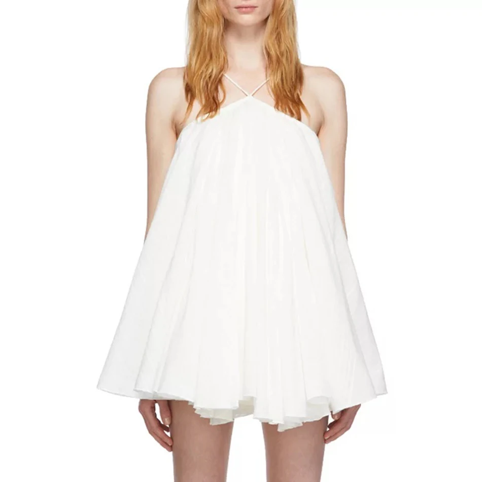 2019-summer-new-solid-color-sexy-straps-sleeveless-halter-fashion-mini-dress-elegant-celebrity-party