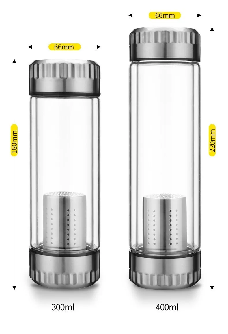 Soffe портативная бутылка с чаем 300 мл 400 мл двойное боросиликатное стекло термостойкая нержавеющая сталь чай заварка бутылка для воды с фильтром