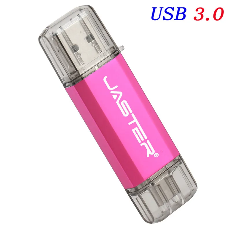 JASTER USB 3,0 type-C OTG USB флешка 64 ГБ 32 ГБ 16 ГБ ручка-накопитель смартфон память Мини USB флешка type-C 3,1 двойной разъем - Цвет: Pink