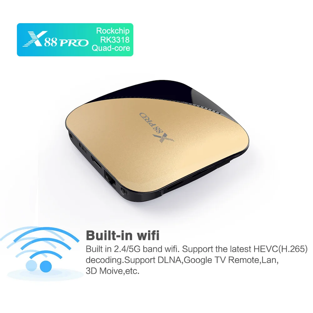 Android 9.0 TV Box X88 PRO 4GB 64GB 32G RK3318 1080P 60fps H.265 USB3.0 Google Play Store Netflix Y
