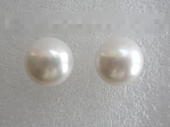 

free shipping 00286 round white freshwater cultured pearl earrings