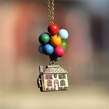 Colar vintage do filme balão para cima, colar longo com pingente de contas coloridas