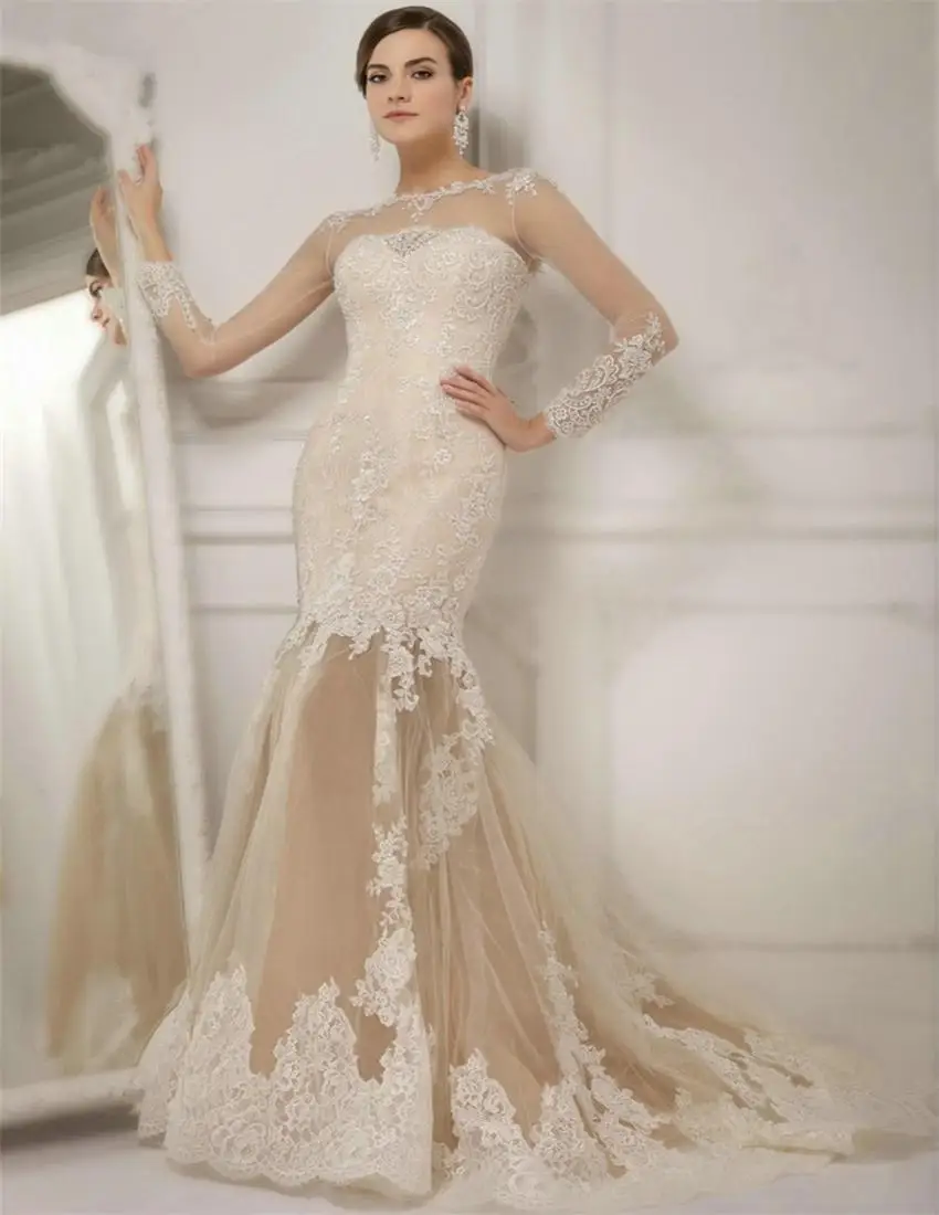 Wedding Used Wedding Dresses popular used wedding gowns buy cheap lots from robe de mariage ivory lace long sleeve dresses 2017 mermaid bridal gown latest plus size gown
