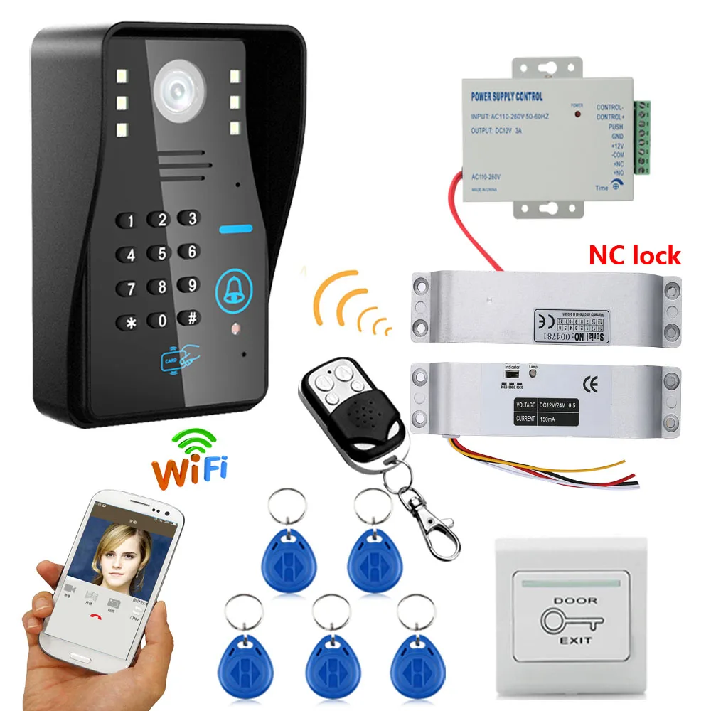 #*Cheap MOUNTAINONE HD 720P Wireless WIFI RFID Password Video Door Phone Doorbell Intercom System Night Vision + Electric Drop Bolt Lock