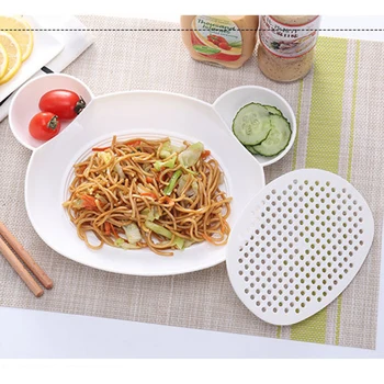 

Lovely Babies Dishes Plate Toddler Feeding Food Bowl Bear Shaped Wheat Straw Dishes Tableware Anti-hot Training Dinner Plate