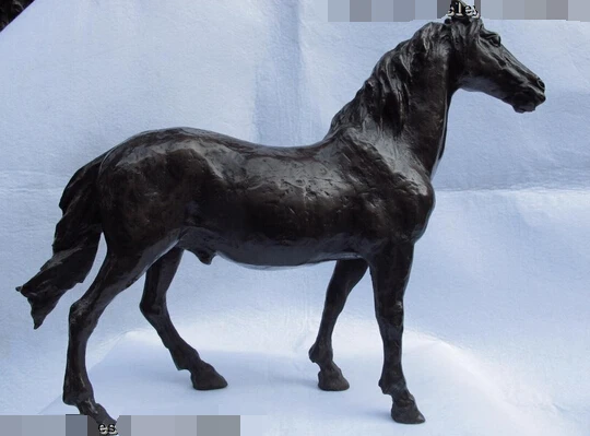 

xd 003428 12 Western exquisite Copper Bronze Carving Steed war Horse sculpture art Statue