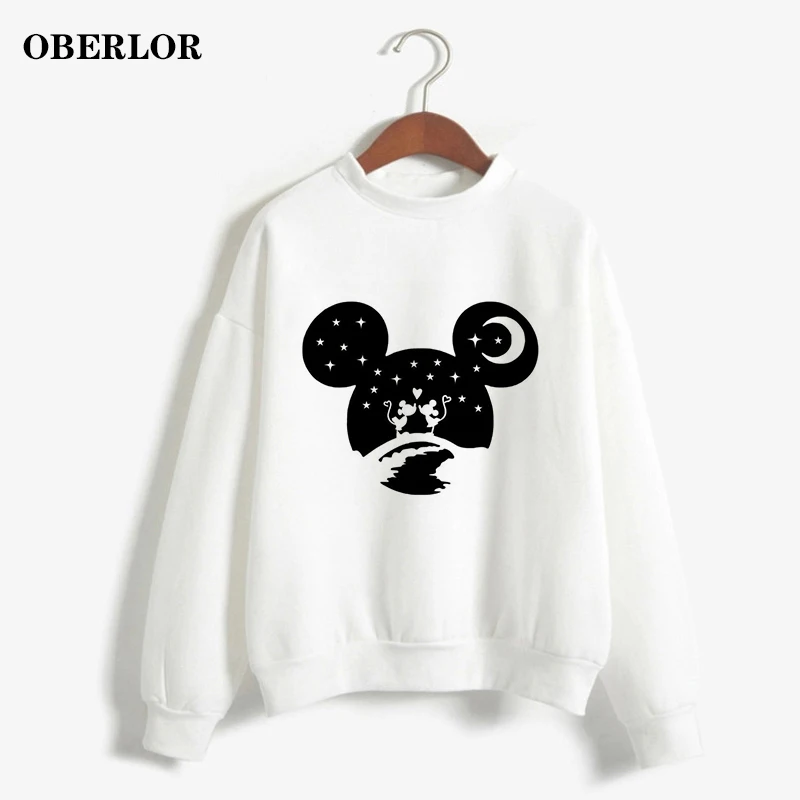 

Kpop Harajuku Mickey Printed Sweatshirts Ulzzang Round Neck Gothic Pullover Ariana Grande Casual Loose Pink Women Hoodies