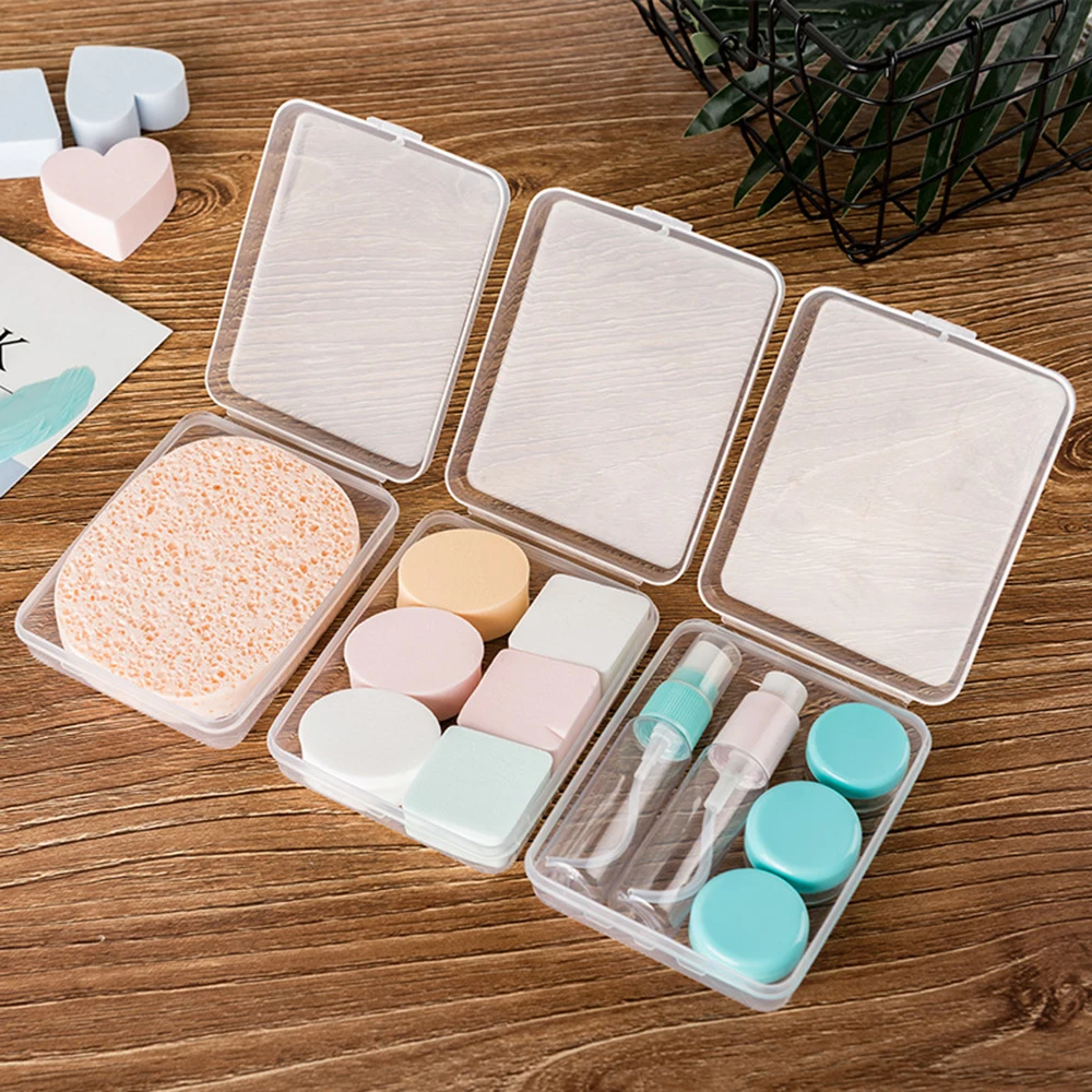 

2PCs Plastic Beauty Makeup Sponge Puff Holder Stand Storage Box Portable Travel Container Face Powder Cosmetic Egg Puff Case
