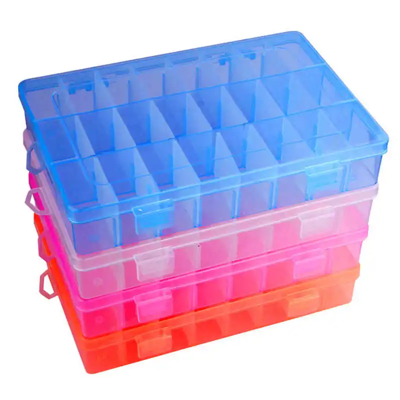 24 Grids Jewelry Transparent Plastic Adjustable Storage Box Jewel Beads Organizational Container #2o17#f (6)