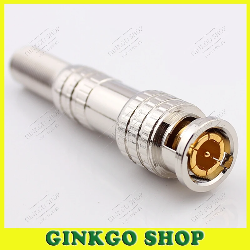 100pcs/lot 75-5 Pure Copper Core Gilt BNC Connector US Type Free Solder BNC Q9 Connectors for Camera Monitor ect