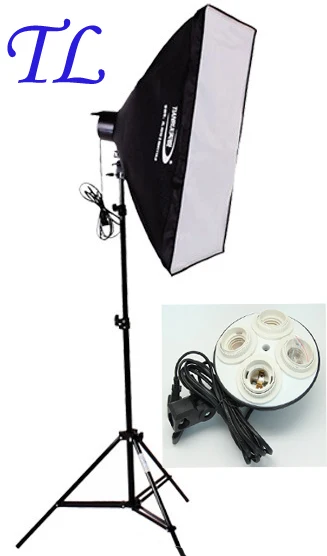 

Photo stuido SoftBox kit light Photography flash softbox+lamp holder hold for 4 lamps 24W LED 175W Bulb 1pc Light stand