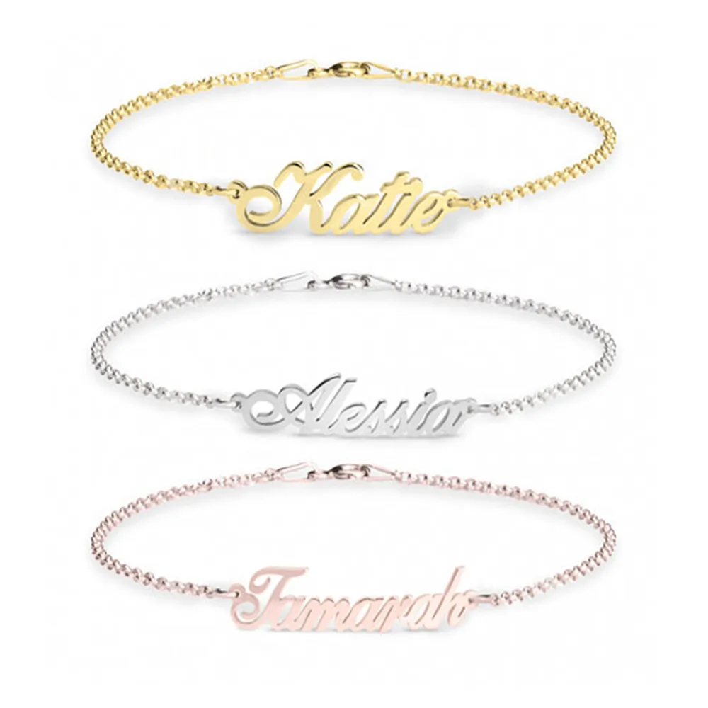 

QIAMNI Personalized Custom Name Bracelet Bangle Engraved Signature Love Message Customized Gift for Women Handmade Charm Jewelry