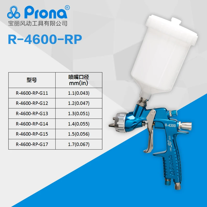 Prona R-4600 MP HVLP, ручной пистолет-распылитель с 600cc пластиковой чашкой,, покраска для ремонта автомобилей, R4600, Гравитационный Тип подачи