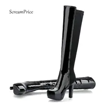 Женские сапоги до колена на Высоком толстом каблуке и платформе с боковой молнией; модная теплая зимняя обувь с круглым носком; цвет черный, красный, синий, хаки