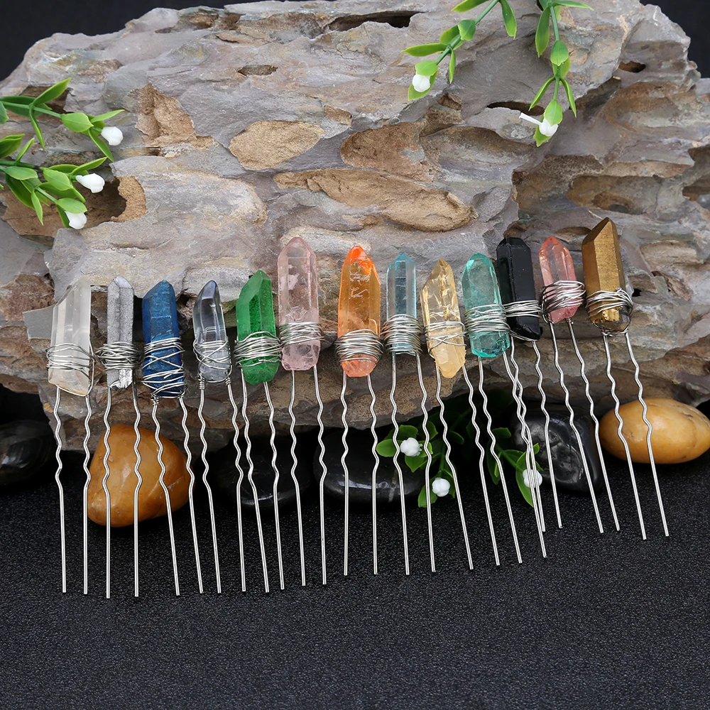 

Crystal Quartz Raw Hair Pin Bridal Hair Pin/ Wedding Hair Accessory Qquartz Bobby Pin Boho Unique hair piece Gift