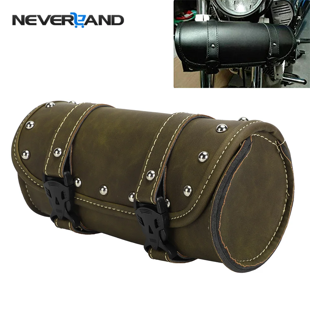 NEVERLAND Universal Motorcycle Saddlebag PU Leather Luggage Round