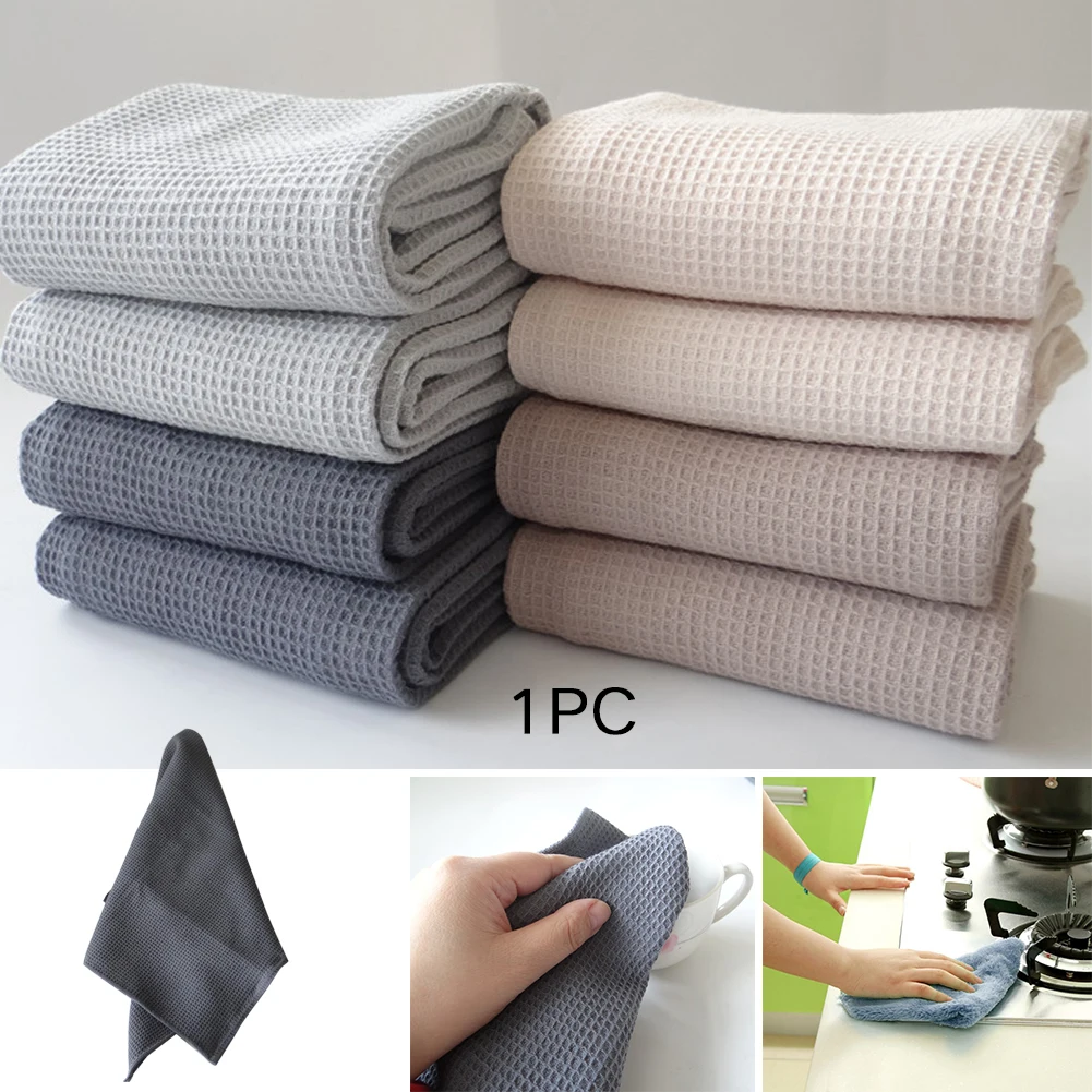 

42x63cm Kitchen Use Washcloths Hand Cotton Waffle Pattern Soft Drying Tea Towel Wipes Dish Cleaning Table Napkins Washing