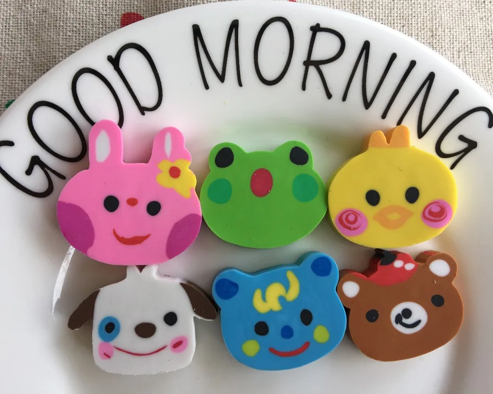 6 Pcs/Lot Cute Kawaii Several kinds of Plane Animals Rubber Eraser Student Learning Stationery for Child Creative Gift |