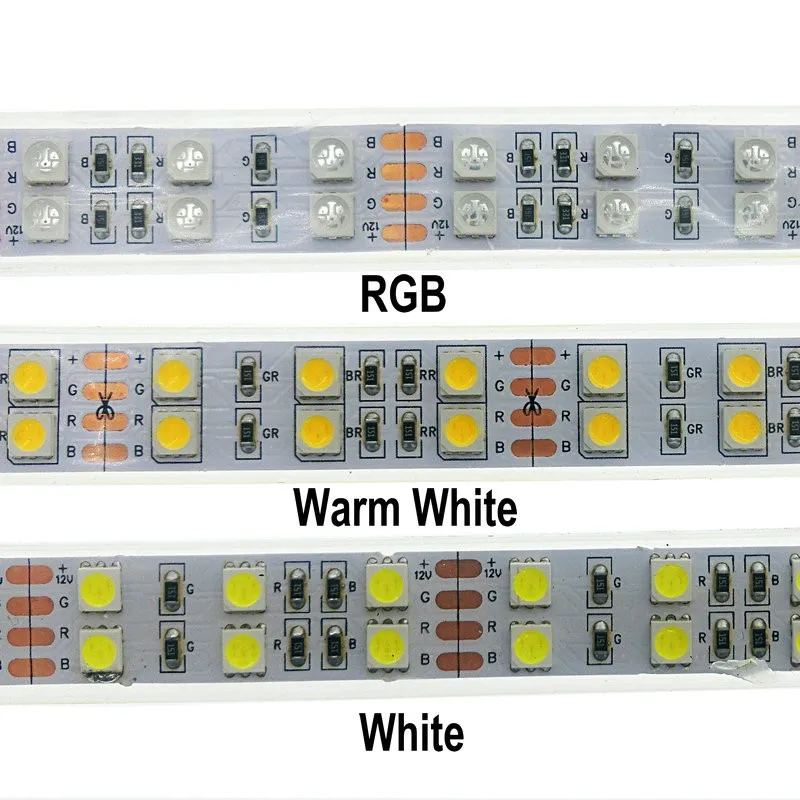 10X DC12v 120 светодиодов/м Светодиодная лента 5050 5 м/катушка двойной ряд теплый белый/белый свет ленты света не водонепроницаемый освещение